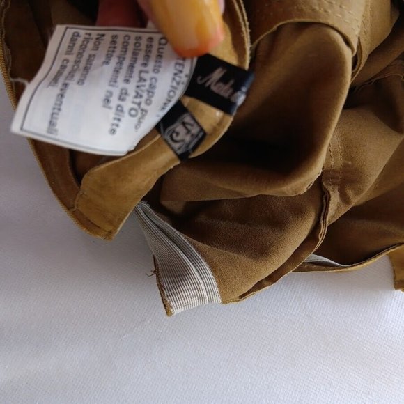 Womens Suede Dress sz 42 Made In Italy Halter Ruffle Open-Back Mini - Picture 9 of 13